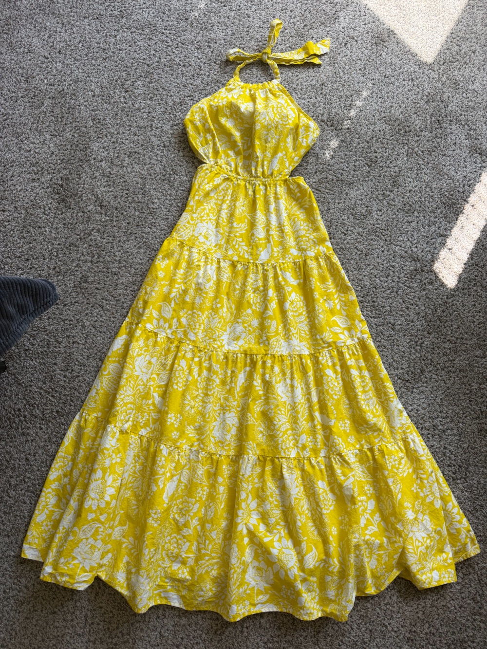 VICI Yellow Floral Halter Maxi Dress - Women's Summer Dress S - Picture 7 of 10